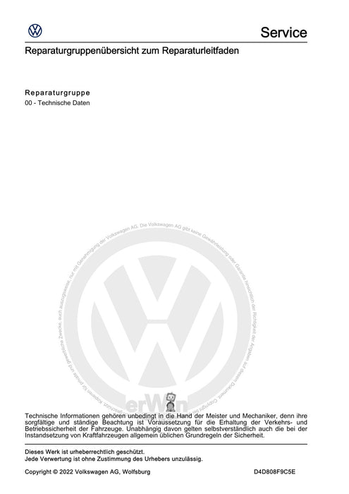 Polo 2022 Reparaturanleitung Sicherheits- und Reparaturhinweise