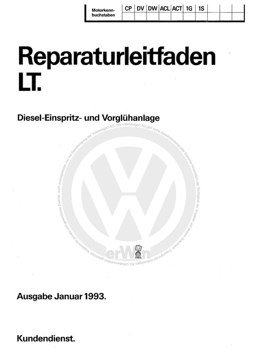 Typ 2 (1968 - 1979) Reparaturanleitung Diesel-Einspritz- und Vorglühanlage CP,DV,DW,ACL,ACT,1G,1S