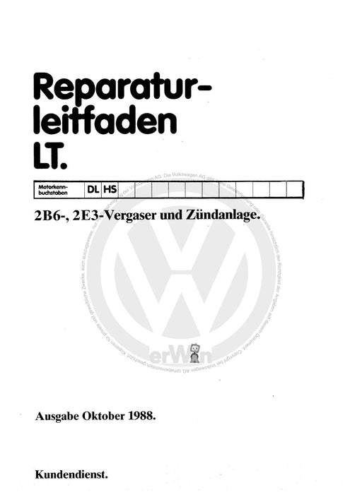 Typ 2 (1968 - 1979) Reparaturanleitung 2B6--2E2-Vergaser und Zündanlage DL,HS