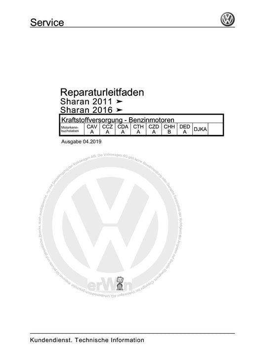 Sharan (2011+) Reparaturanleitung Kraftstoffversorgung - Benzinmotoren