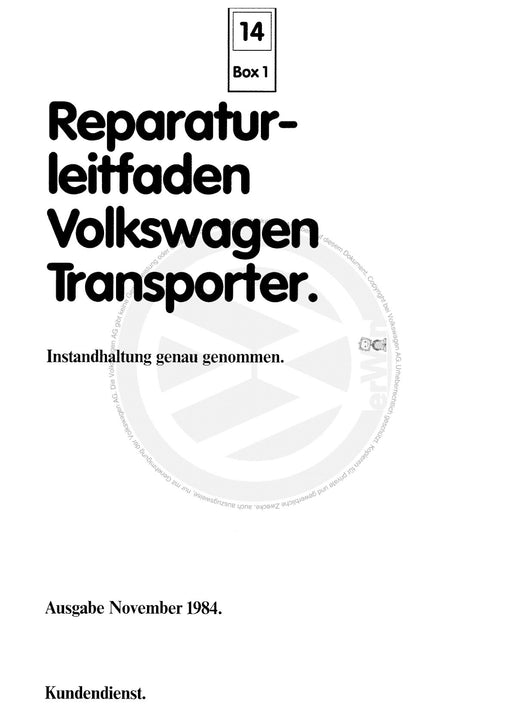 Typ 2 (1968 - 1979) Maintenance handbook (IGG) Heft 14+Volkswagen Transporter