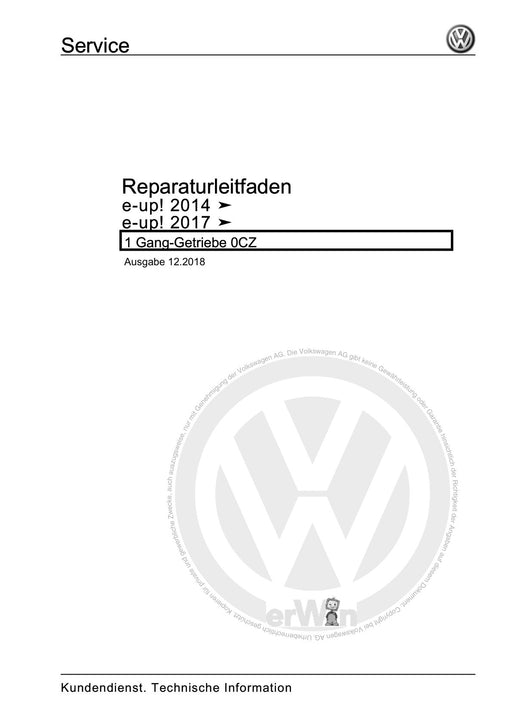 Up! (2012+) eUp! (2014+) Reparaturanleitung 1 Gang-Getriebe 0CZ