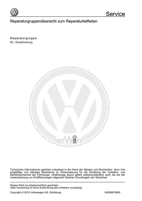 Touran (2003 - 2015) Reparaturanleitung Zusatzheizung