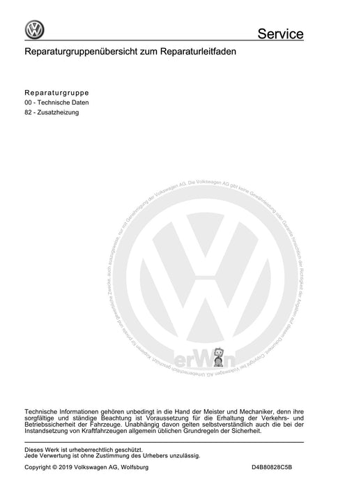Touareg (2018+) Reparaturanleitung Standheizung, Zusatzheizung
