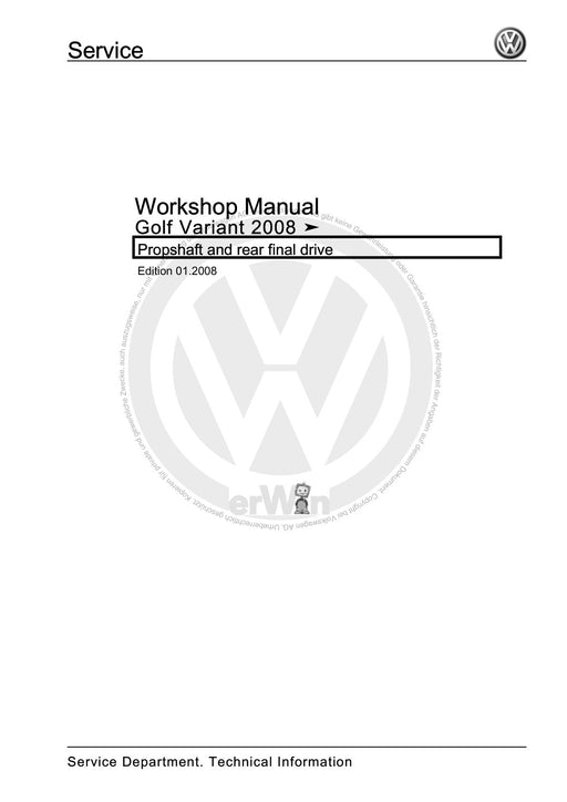 Golf V (2004 - 2007) Golf-Golf Variant-Golf Plus-Jetta Reparaturanleitung Propshaft and rear final drive