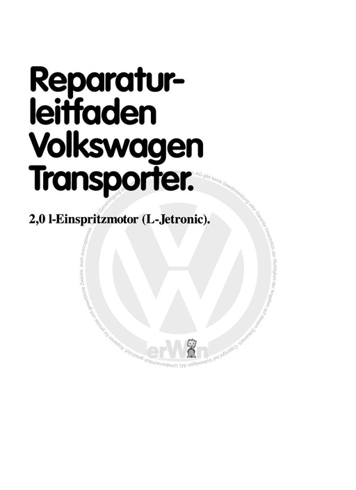 Typ 2 (1980 - 1992) Reparaturanleitung 2,0-l-Einspritzmotor (L-Jetronic) CV