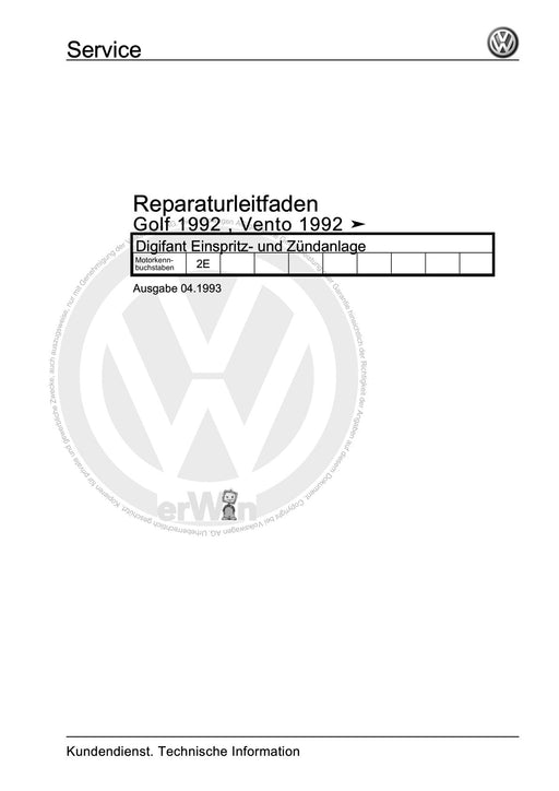 Golf Cabriolet (1994 - 2002) Reparaturanleitung Digifant Einspritz- und Zündanlage