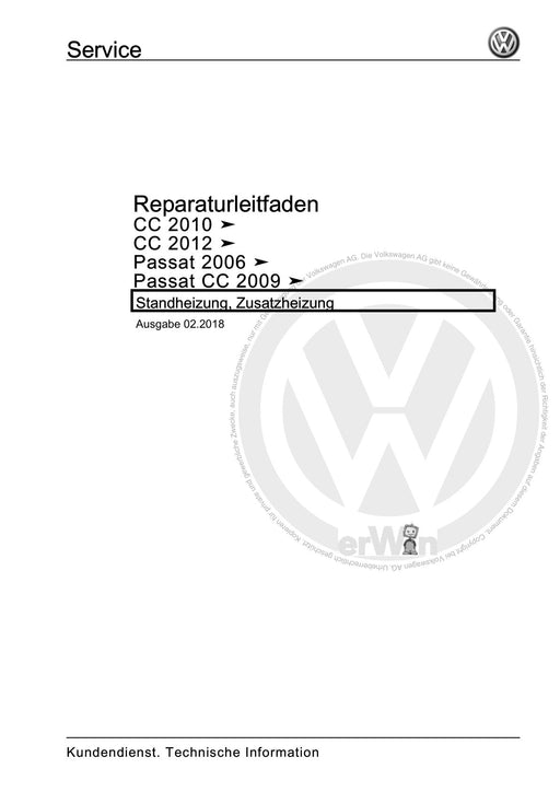Passat CC (2009) Reparaturanleitung Standheizung, Zusatzheizung