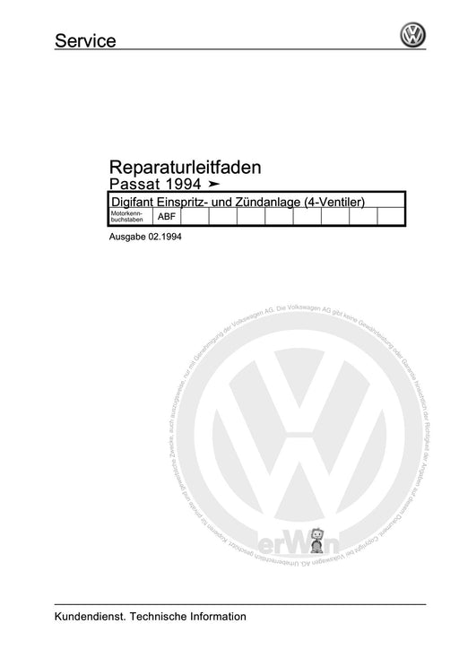 Passat (1994 - 1997) Passat-Passat Variant Reparaturanleitung Digifant Einspritz- und Zündanlage (4-Ventiler)