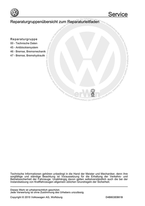 XL1 (2012+) Reparaturanleitung Bremsanlage