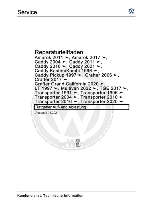 Caddy (2016 - 2020 ) Reparaturanleitung Ratgeber Auf- und Ablastung