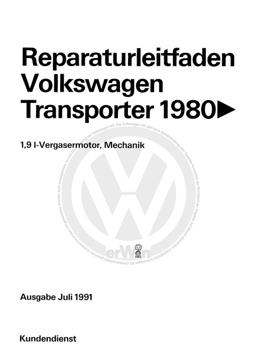 Typ 2 (1980 - 1992) Reparaturanleitung 1,9-l-Vergasermotor, Mechanik DF,DG,EY,SP