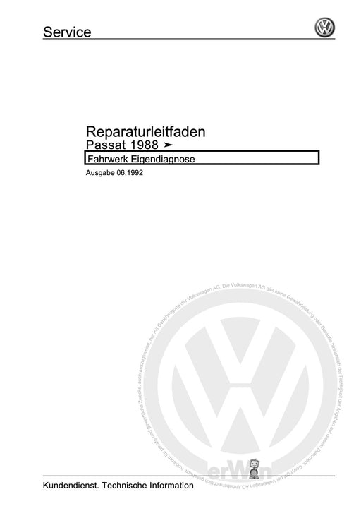 Passat (1988 - 1994) Passat-Passat Variant Reparaturanleitung Fahrwerk Eigendiagnose