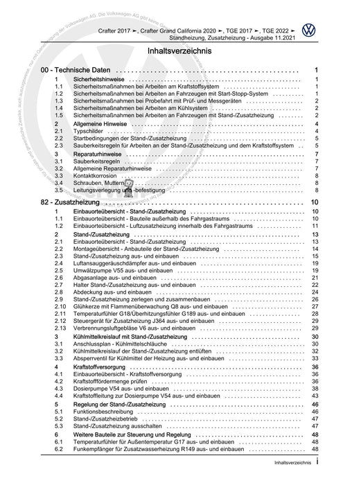 Crafter (2017+) Reparaturanleitung Standheizung, Zusatzheizung