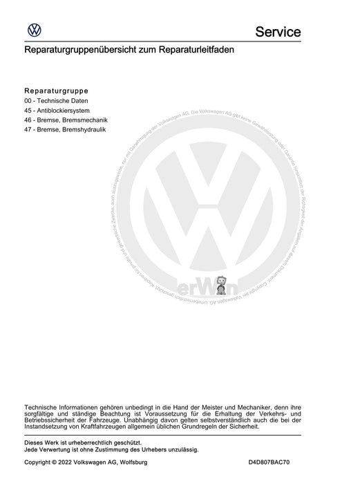 ID.4 (2020+) E2, E21] Reparaturanleitung Bremsanlage