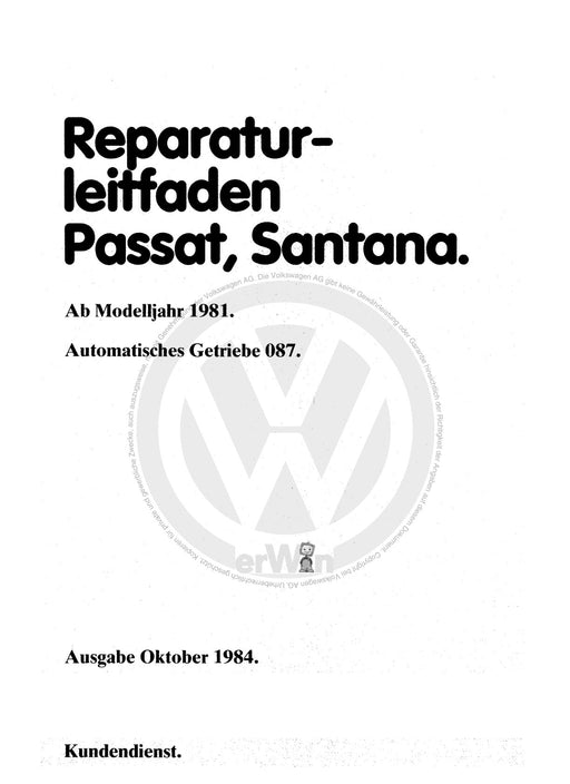 Passat (1974 - 1988) Passat-Passat Variant Reparaturanleitung Automatisches Getriebe 087