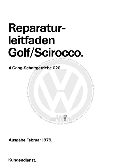 Jetta (1980 - 1988) Jetta Reparaturanleitung 4-Gang-Schaltgetriebe 020