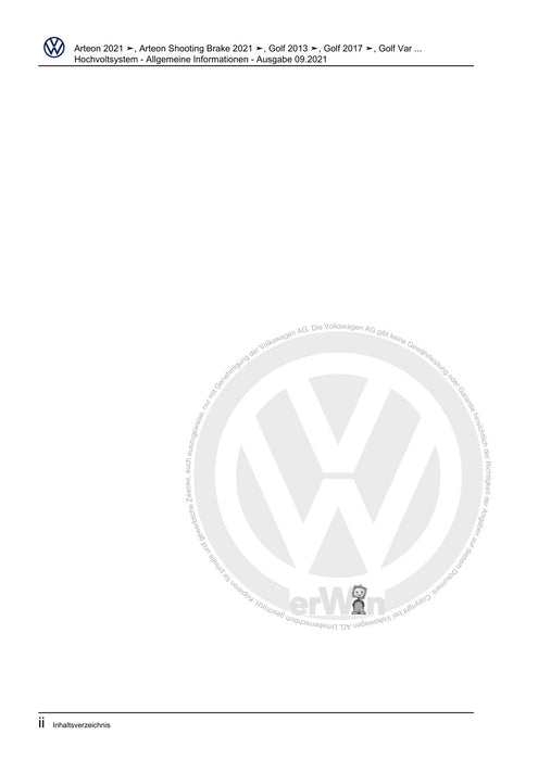 Transporter (2016+) Reparaturanleitung Hochvoltsystem - Allgemeine Informationen