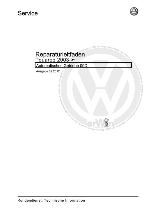 Touareg (2003 - 2017) Reparaturanleitung Automatisches Getriebe 09D