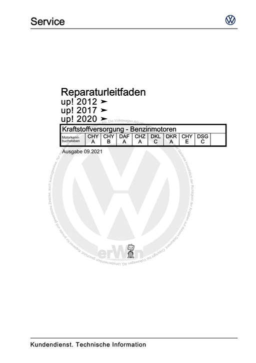 Up! (2012+) eUp! (2014+) Reparaturanleitung Kraftstoffversorgung - Benzinmotoren