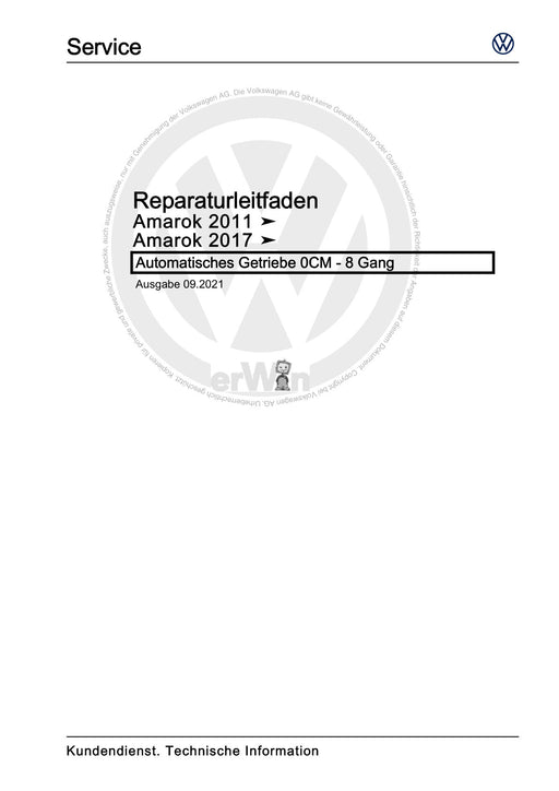 Amarok (2011+) Reparaturanleitung Automatisches Getriebe 0CM - 8 Gang