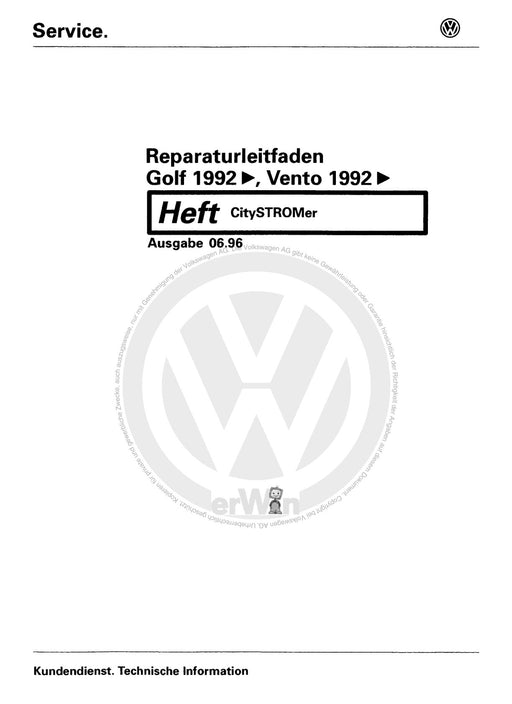 Golf III (1992 - 1999) Golf-Golf Variant-Vento Reparaturanleitung Citystromer