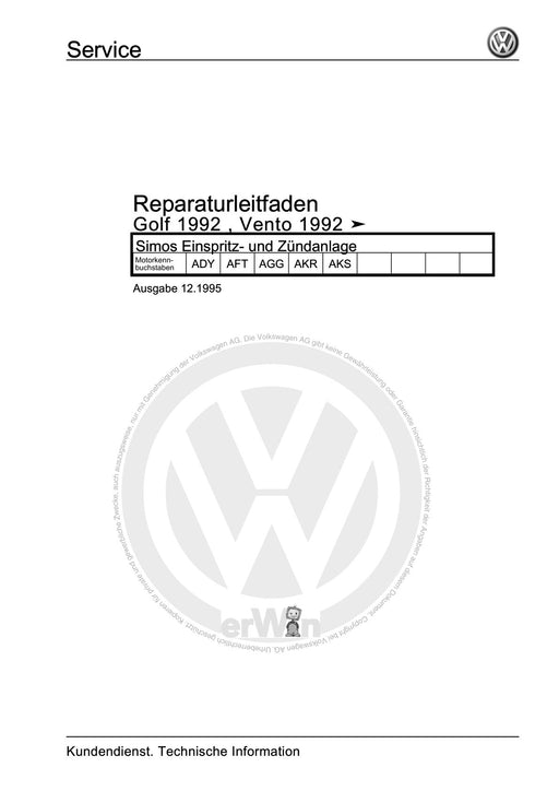 Golf III (1992 - 1999) Golf-Golf Variant-Vento Reparaturanleitung Simos Einspritz- und Zündanlage