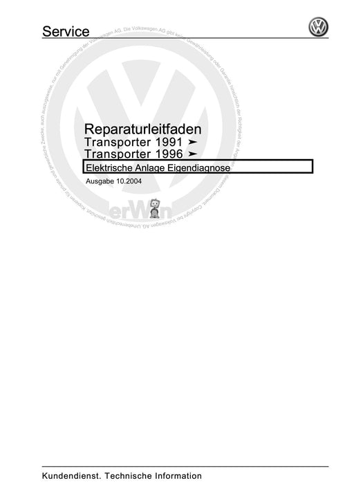 Transporter (1996 - 2003) Reparaturanleitung Elektrische Anlage Eigendiagnose