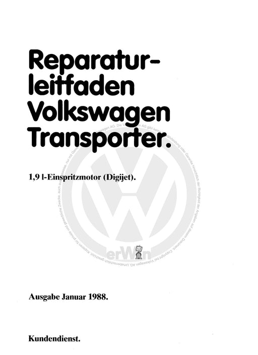 Typ 2 (1980 - 1992) Reparaturanleitung 1,9-l-Einspritzmotor (Digijet) DH,GW