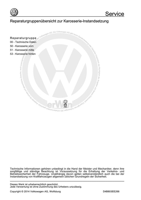 XL1 (2012+) Reparaturanleitung Karosserie-Instandsetzung