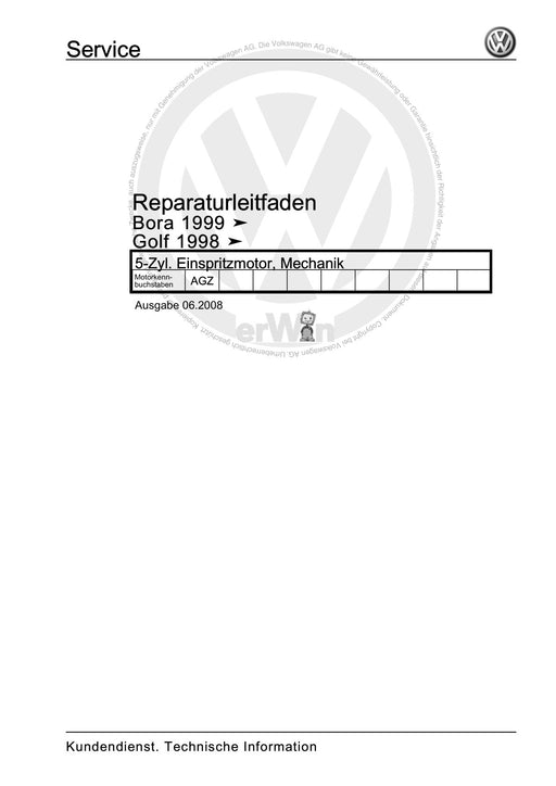 Golf IV (1998 - 2006) Golf-Golf Variant-Bora-Bora Variant Reparaturanleitung 5-Zyl. Einspritzmotor, Mechanik