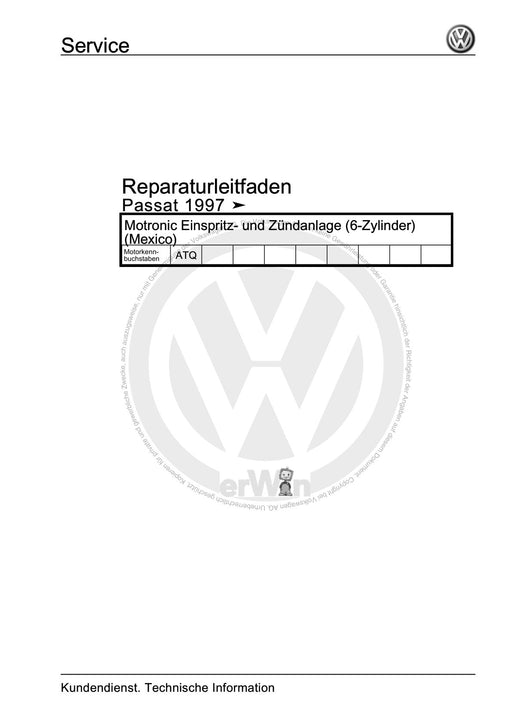 Passat (1997 - 2005) Passat-Passat Variant Reparaturanleitung Motronic Einspritz- und Zündanlage (6-Zylinder) (Mexico)