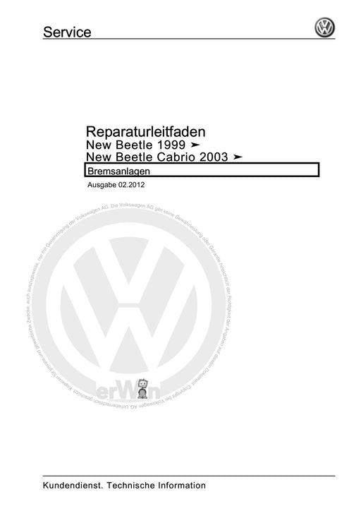 Beetle (1998 - 2010) New Beetle-Cabrio Reparaturanleitung Bremsanlagen