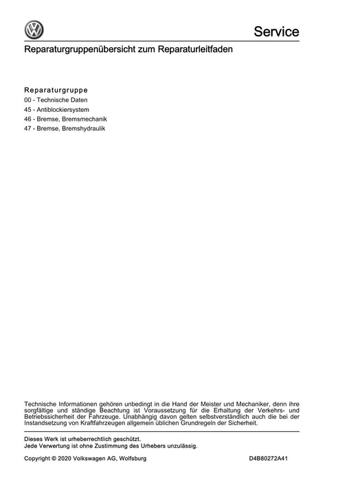 Amarok (2011+) Reparaturanleitung Bremsanlagen