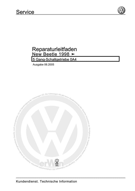Beetle (1998 - 2010) New Beetle-Cabrio Reparaturanleitung 5 Gang-Schaltgetriebe 0A4
