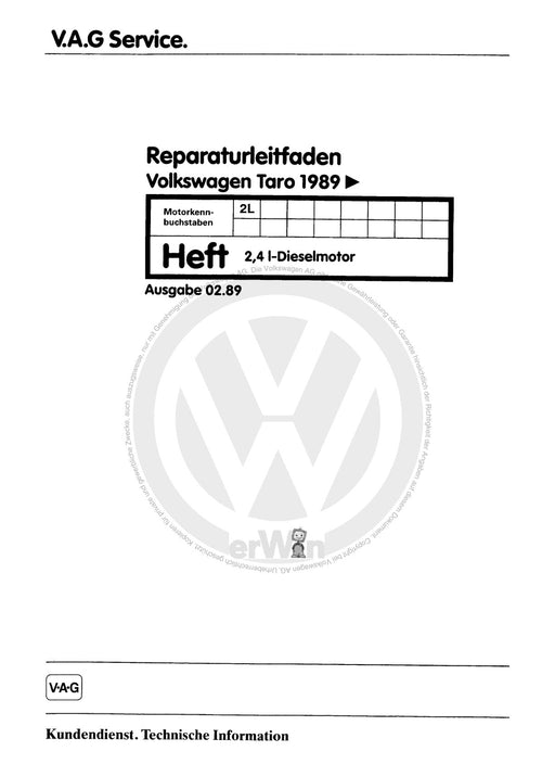 Taro (1989 - 1997) Reparaturanleitung 2,4-l-Dieselmotor 2L