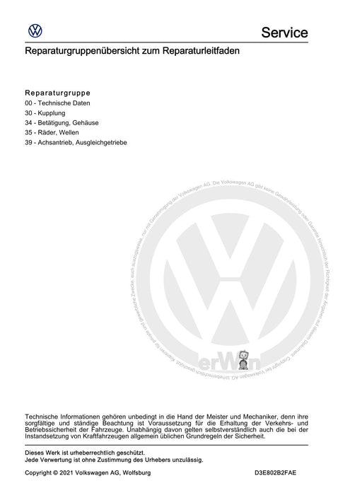 Sharan (2011+) Reparaturanleitung 7 Gang-Doppelkupplungsgetriebe 0BH