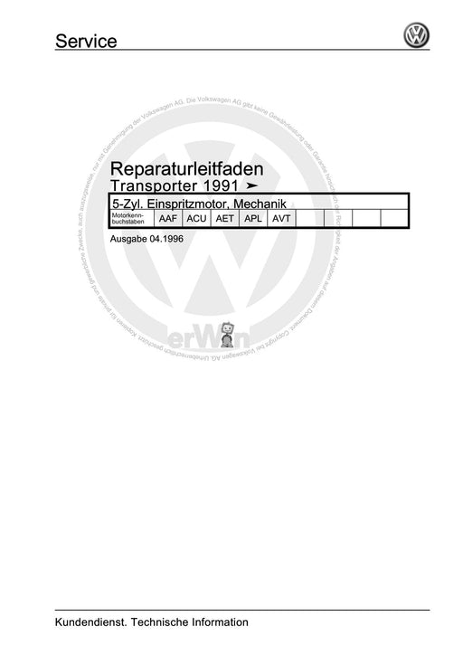 Transporter (1996 - 2003) Reparaturanleitung 5-Zyl. Einspritzmotor, Mechanik