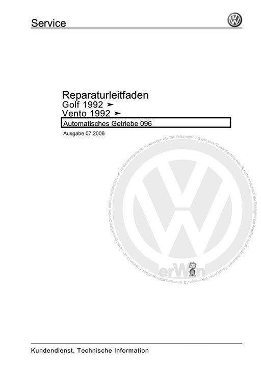 Golf Cabriolet (1994 - 2002) Reparaturanleitung Automatisches Getriebe 096