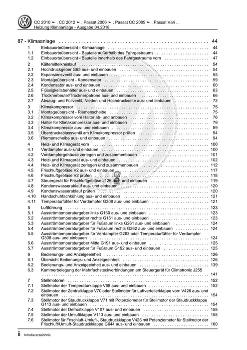 Passat CC (2009) Reparaturanleitung Heizung+Klimaanlage