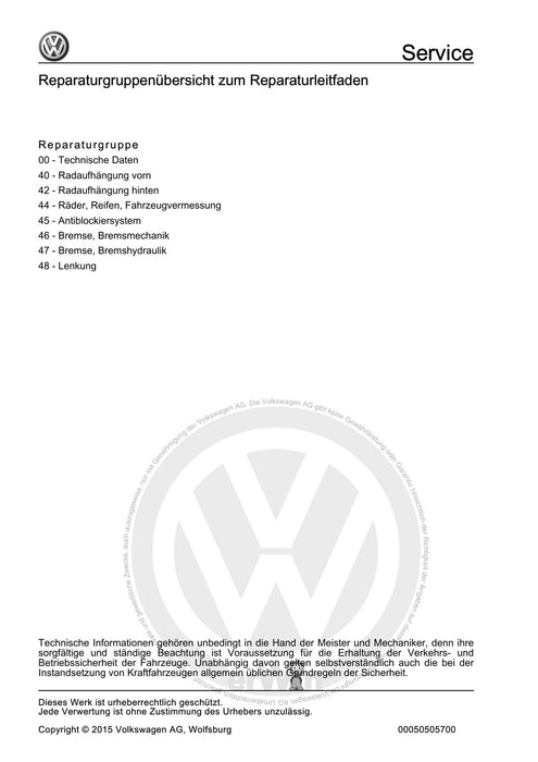 Passat (1994 - 1997) Passat-Passat Variant Reparaturanleitung Fahrwerk