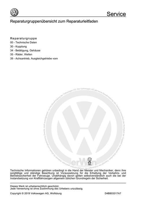Jetta (2014+) Reparaturanleitung 7 Gang-Doppelkupplungsgetriebe 0AM