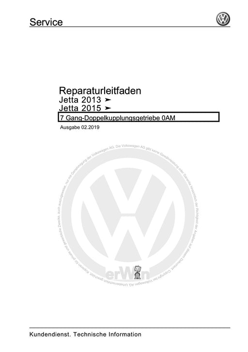 Jetta (2014+) Reparaturanleitung 7 Gang-Doppelkupplungsgetriebe 0AM