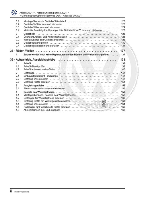 Arteon (2021+) Reparaturanleitung 7 Gang-Doppelkupplungsgetriebe 0GC