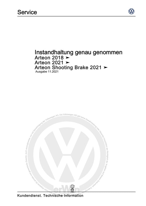 Arteon (2018 - 2020) Maintenance handbook (IGG) Instandhaltung genau genommen