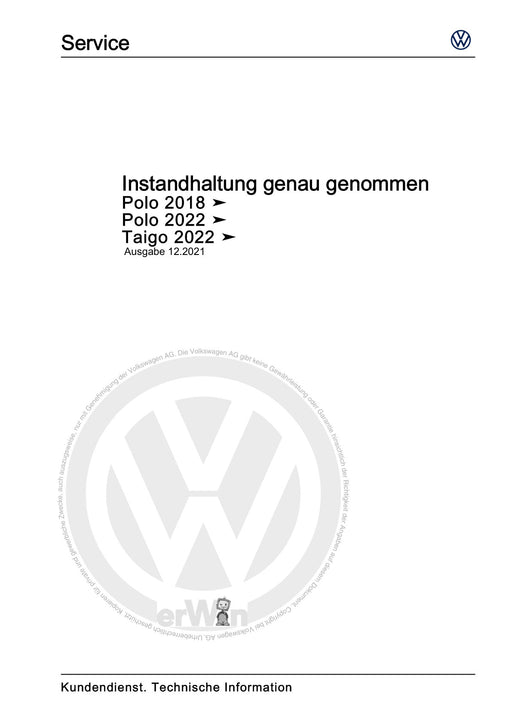 Polo 2022 Maintenance handbook (IGG) Instandhaltung genau genommen