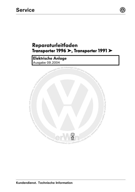 Transporter (1996 - 2003) Reparaturanleitung Elektrische Anlage