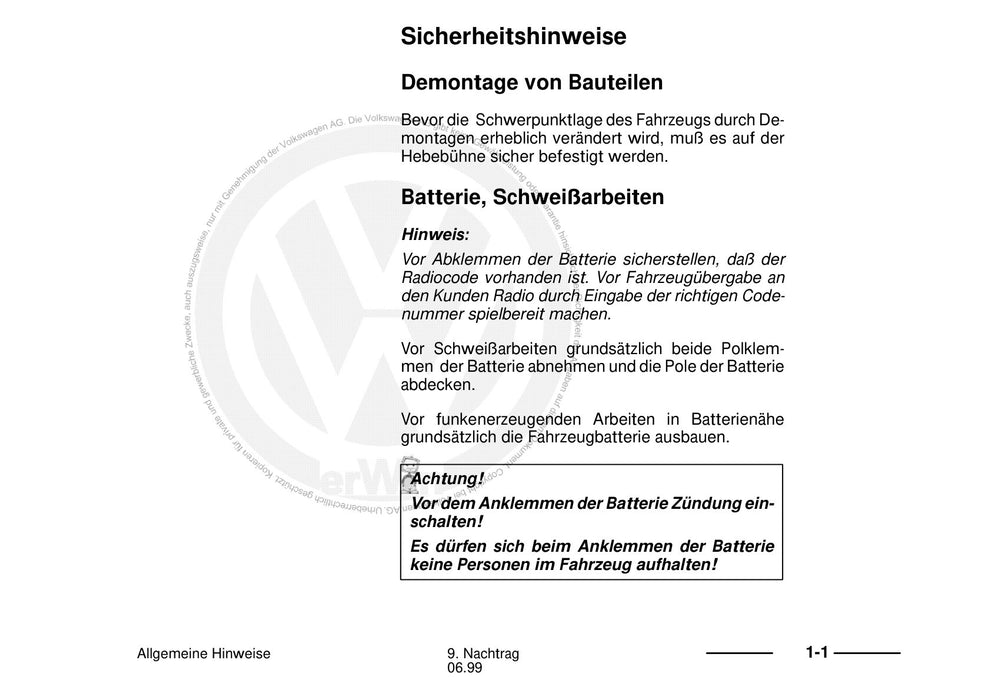 Passat (1994 - 1997) Passat-Passat Variant Reparaturanleitung Passat 1994