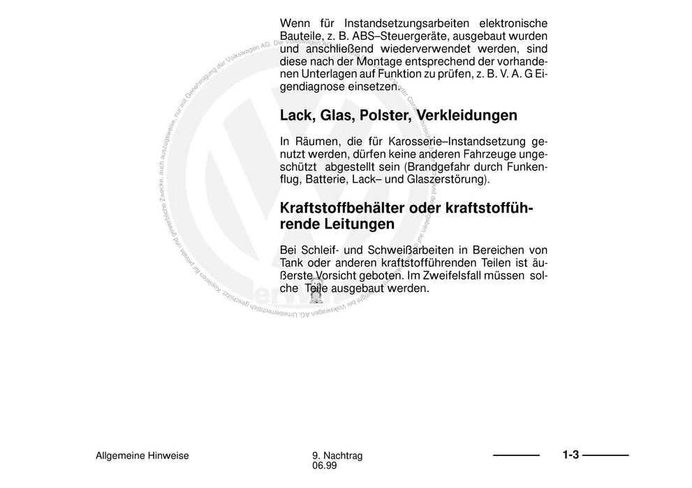 Passat (1994 - 1997) Passat-Passat Variant Reparaturanleitung Passat 1994