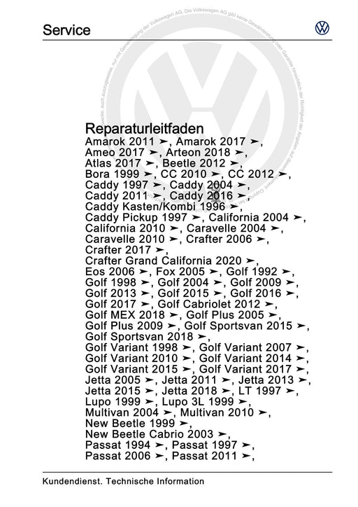 Amarok (2011+) Reparaturanleitung Klimaanlage mit Kältemittel R134a - Allgemeine Informationen